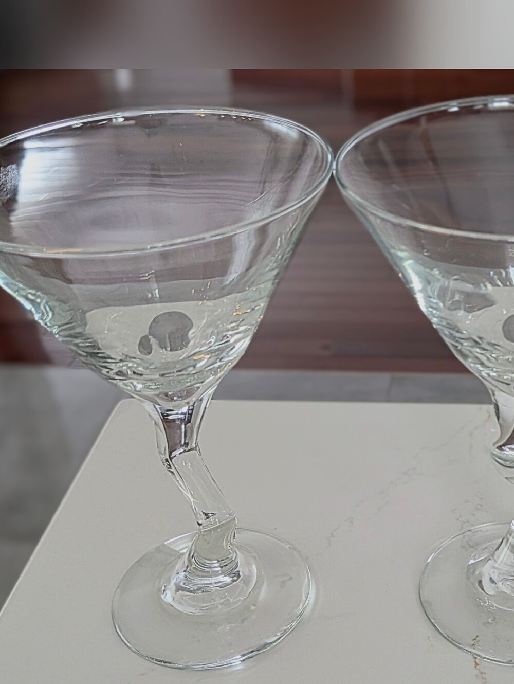 Clear Twisted Stem Martini Glass - Set of 2